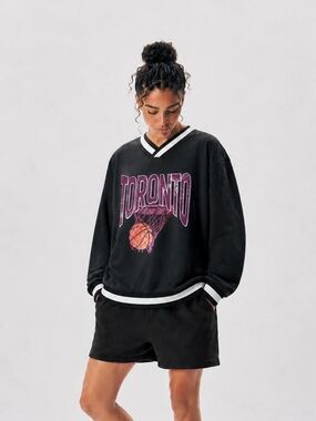 Toronto Women's Basketball Vintage Black Varsity Sweater